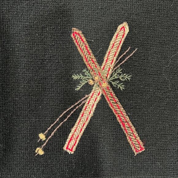 VTG 90s Woolrich Winter Scene Vest Womens L Black Cottage Primitive Barn Snow - Picture 5 of 8